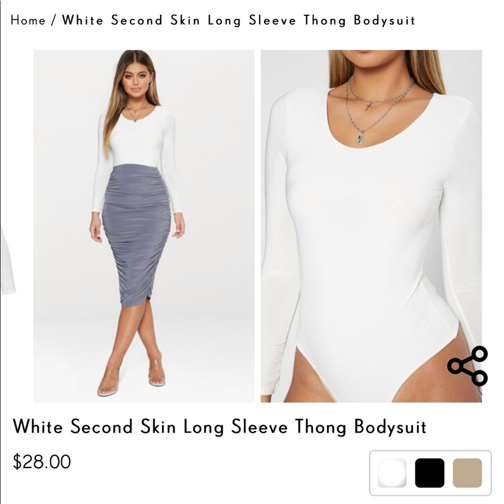 White long sleeve bodysuit - Picture 3 of 3